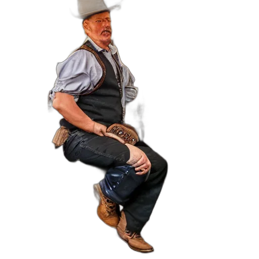 hat, staff, shoes, animal, very, short, gunslinger, sitting transparent PNG cut-out