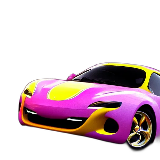 car, weapon, 3d render, concept art, photorealistic, vaporwave, neon, colorful transparent PNG cut-out