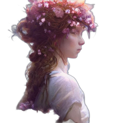 crown, face, flower, dress transparent PNG cut-out