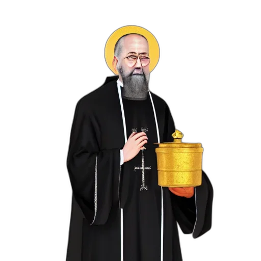 concept art, gray, haired, orthodox, priest, cassock, censer, background transparent PNG cut-out