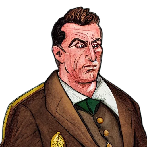 jacket, staff, face, comic book art, concept art, cartoon, photorealistic, portrait transparent PNG cut-out