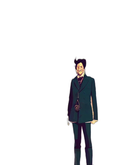 staff, jacket, mask, creature, pixel art, concept art, anime, 3d render transparent PNG cut-out