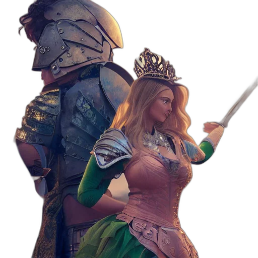 crown, sword, staff, concept art, fantasy art, 3d render, photorealistic, green transparent PNG cut-out