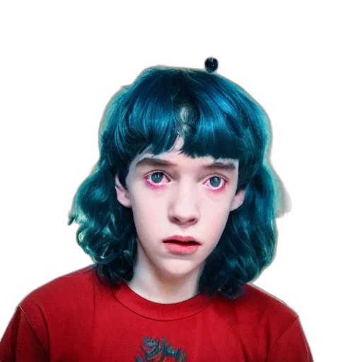 hair, robot, face, creature, vaporwave, 3d render, photorealistic, cyberpunk transparent PNG cut-out