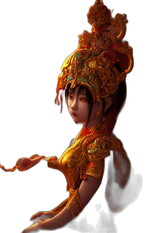 dragon, crown, staff, mask, fantasy art, concept art, photorealistic, oil painting transparent PNG cut-out