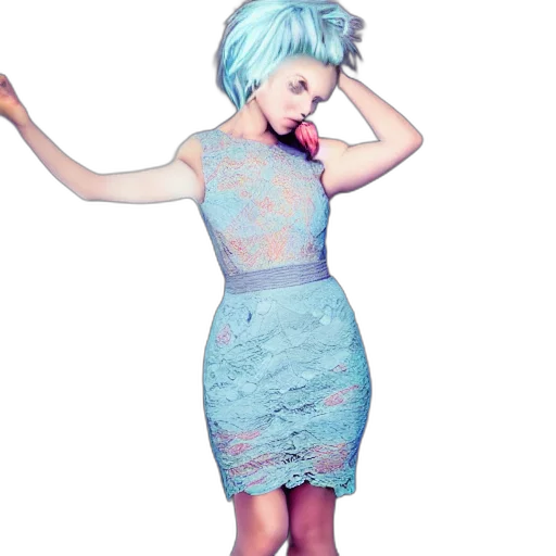 dress, hair, vaporwave, 3d render transparent PNG cut-out