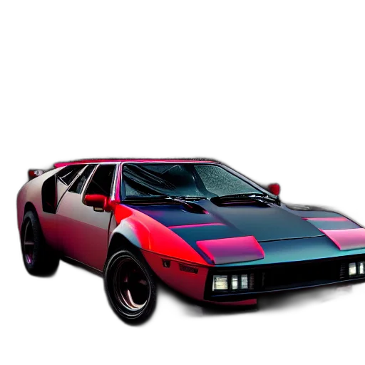 car, concept art, vaporwave, photorealistic transparent PNG cut-out