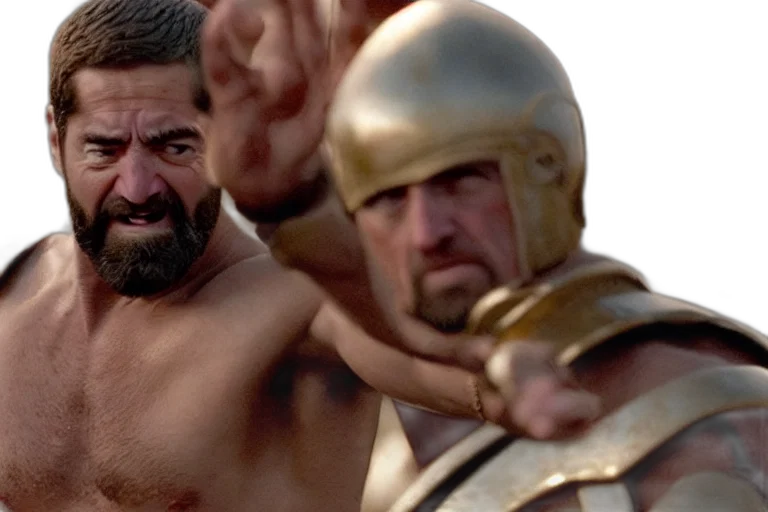 epic, cinematic, action, shot, joe, biden, leonidas, movie transparent PNG cut-out