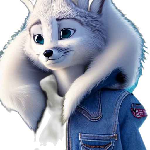 jacket, animal, face, staff, concept art, 3d render, photorealistic, cartoon transparent PNG cut-out