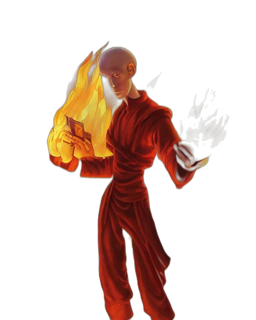 staff, concept art, fantasy art, pixel art, comic book art, fire, red, squidward transparent PNG cut-out
