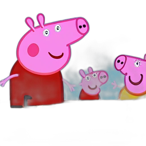 concept art, 3d render, cartoon, photorealistic, peppa, pig, gluing, themselves transparent PNG cut-out