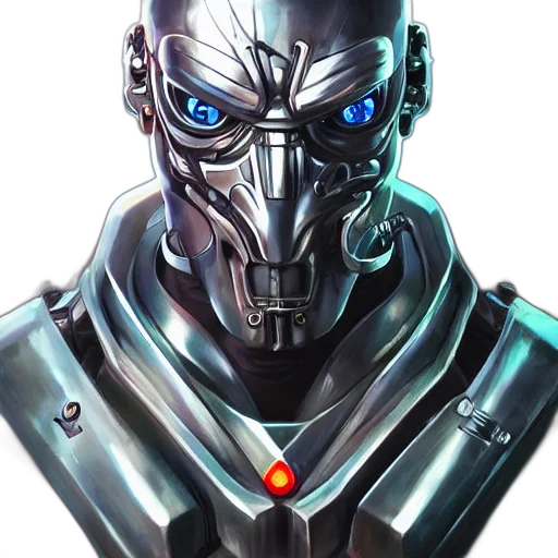 robot, face, cyberpunk, concept art, comic book art, 3d render, cyborg, ninja transparent PNG cut-out