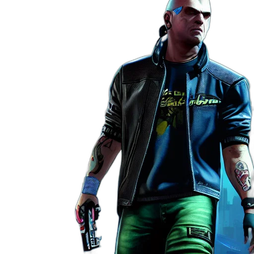 jacket, cyberpunk, concept art, comic book art, photorealistic, game, like, gta transparent PNG cut-out