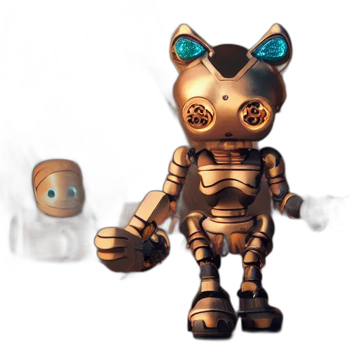 robot, creature, mask, staff, concept art, 3d render, pixel art, fantasy art transparent PNG cut-out