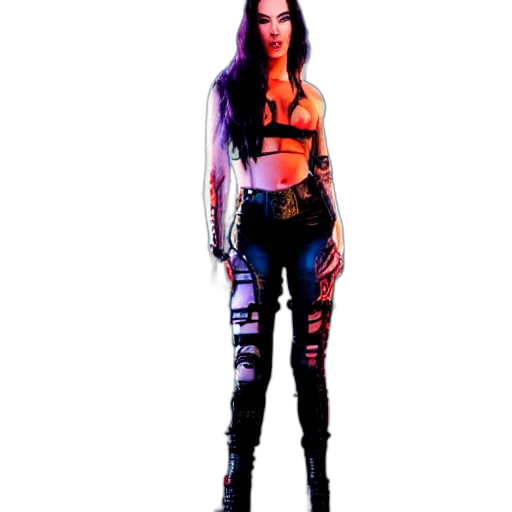 jacket, staff, robot, cyberpunk, concept art, pixel art, comic book art, neon transparent PNG cut-out