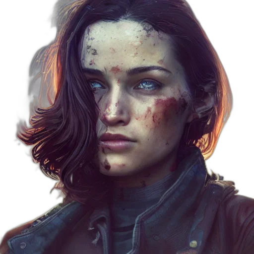 face, jacket, weapon, concept art transparent PNG cut-out
