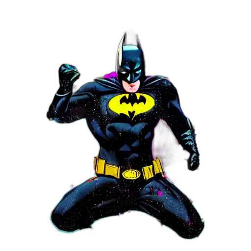 comic book art, concept art, cartoon, batman, breakdancing, splatter, paint transparent PNG cut-out
