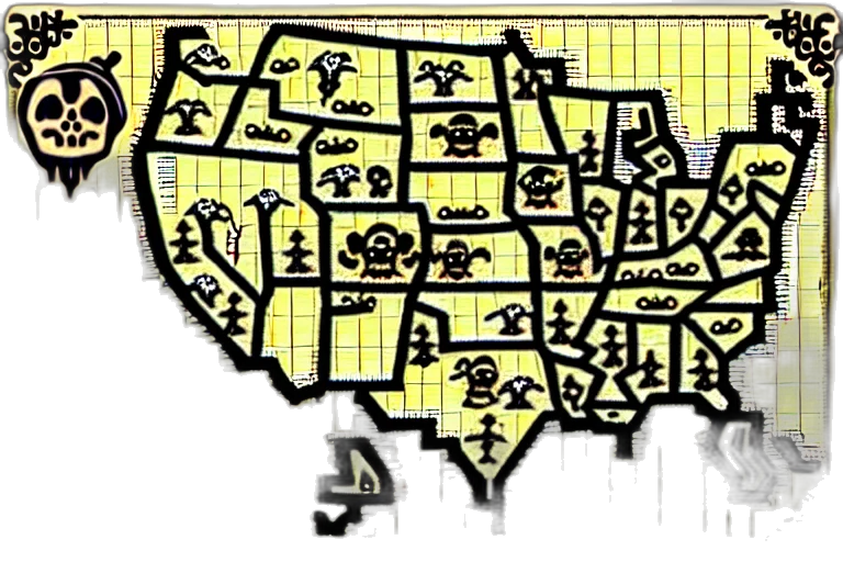ghouls, goblins, map, intricate, pixellated, overwhelming transparent PNG cut-out