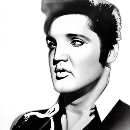 face, photorealistic, cartoon, pencil sketch, comic book art, elvis, presley, portrait transparent PNG cut-out