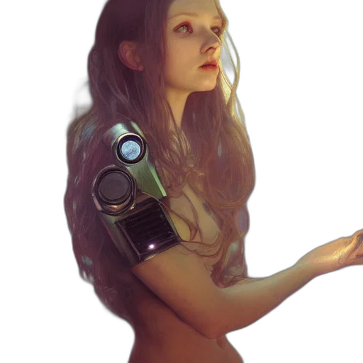 robot, dress, face, cyberpunk transparent PNG cut-out
