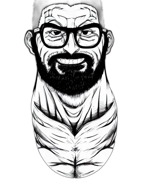 face, staff, creature, jacket, cartoon, comic book art, pencil sketch, concept art transparent PNG cut-out