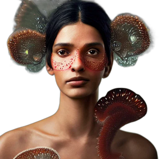 hair, creature, face, jewelry, concept art, photorealistic, fantasy art, 3d render transparent PNG cut-out