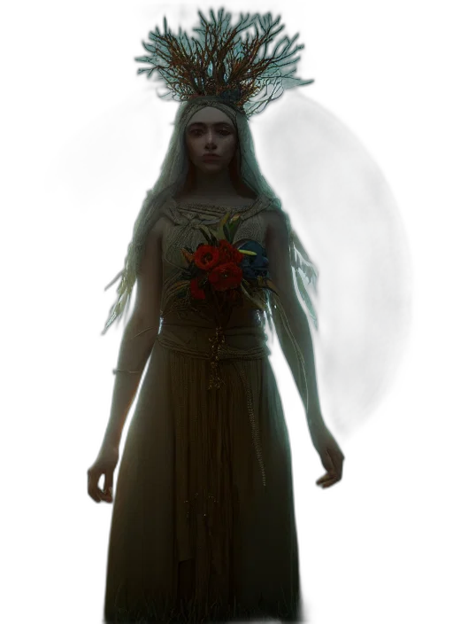 dress, crown, staff, mask transparent PNG cut-out