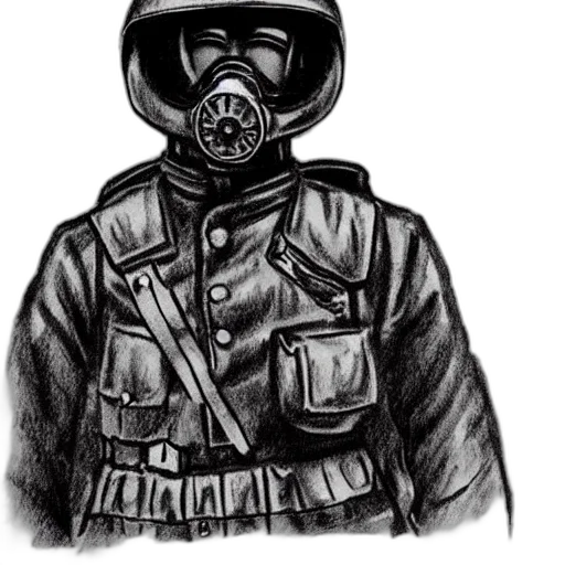 jacket, mask, face, weapon, concept art, comic book art, pencil sketch, photorealistic transparent PNG cut-out