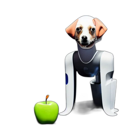 robot, staff, animal, 3d render, concept art, pixel art, cartoon, apple transparent PNG cut-out