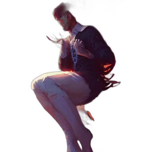 jacket, staff, creature, dress, concept art, cyberpunk, fantasy art, comic book art transparent PNG cut-out