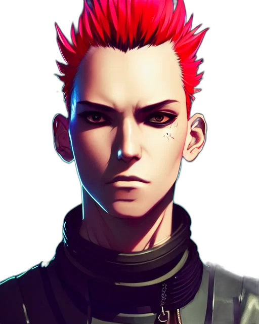 face, staff, jacket, mask, concept art, pixel art, fantasy art, anime transparent PNG cut-out