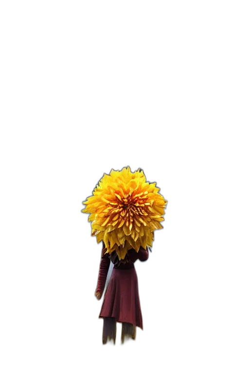 flower, staff, crown, dress, 3d render, photorealistic, concept art, pixel art transparent PNG cut-out