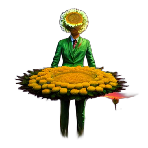 flower, umbrella, hat, staff transparent PNG cut-out