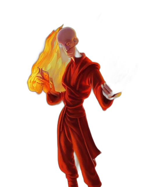 staff, dress, hair, concept art, fantasy art, pixel art, comic book art, fire transparent PNG cut-out