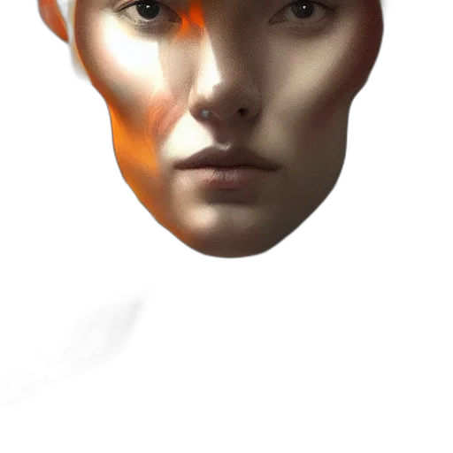 face, mask, robot, crown, photorealistic, 3d render, concept art, fantasy art transparent PNG cut-out