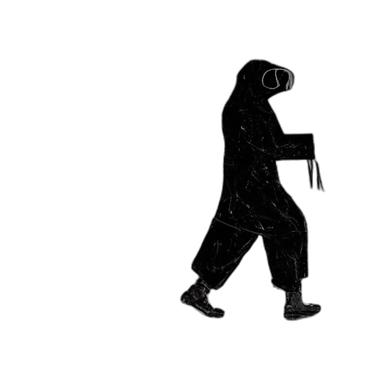 jacket, mask, creature, staff, concept art, pixel art, comic book art, cartoon transparent PNG cut-out