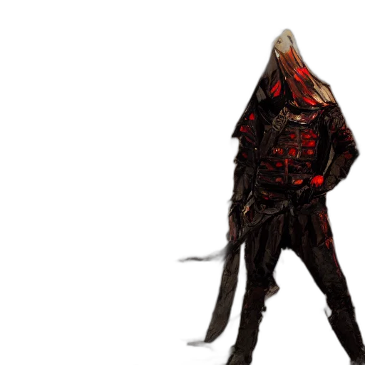 mask, jacket, creature, staff transparent PNG cut-out