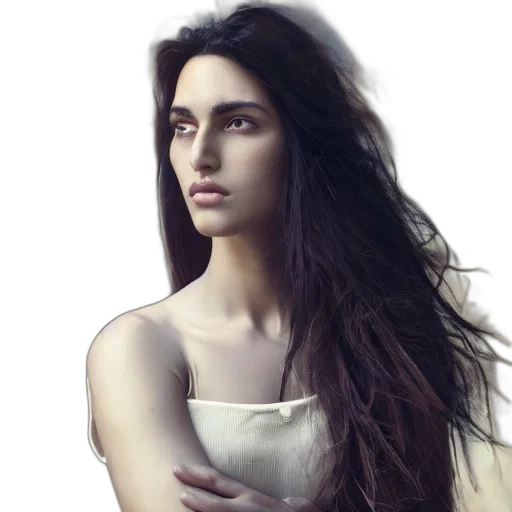 hair, face, dress, photorealistic transparent PNG cut-out