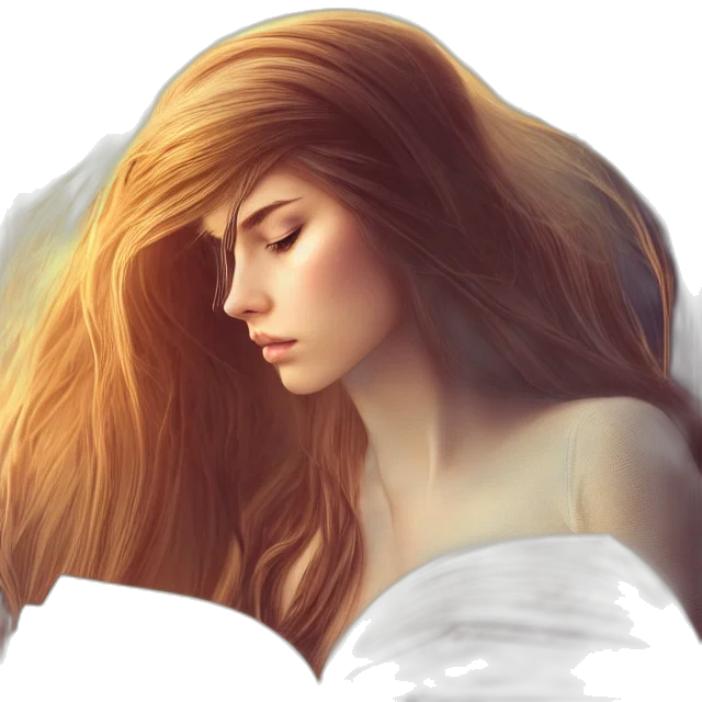 hair, face, dress, photorealistic, fantasy art, oil painting, concept art, golden transparent PNG cut-out