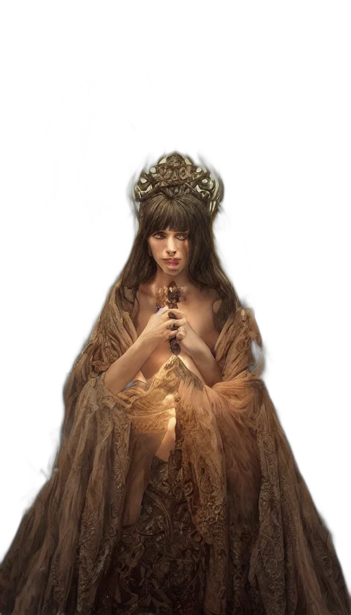 crown, dress, hair, concept art transparent PNG cut-out