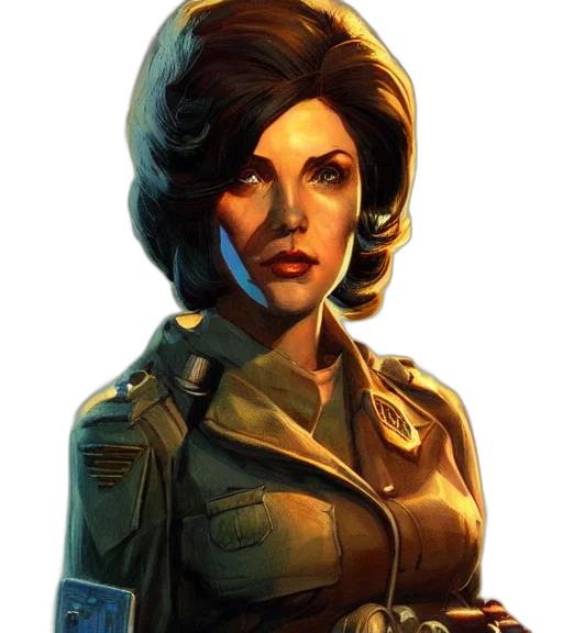 face, jacket, comic book art, concept art, fantasy art, photorealistic, golden, fallout transparent PNG cut-out