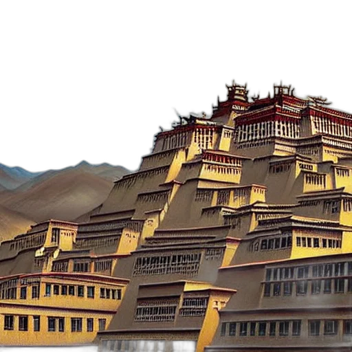building, concept art, photorealistic, 3d render, digital, art, lhasa, tibet transparent PNG cut-out