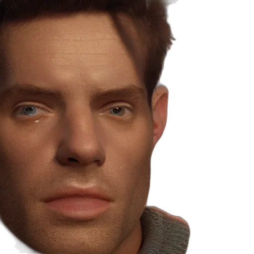 face, hair, jacket, robot, photorealistic, 3d render, concept art, cartoon transparent PNG cut-out