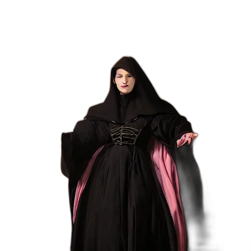 dress, jacket, staff, creature transparent PNG cut-out