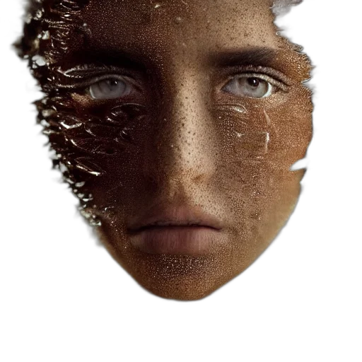 face, mask, hair, creature, photorealistic, 3d render, concept art, fantasy art transparent PNG cut-out