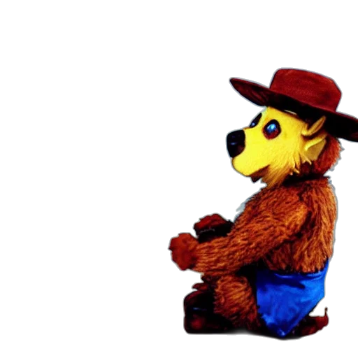 hat, jacket, staff, animal, 3d render, concept art, pixel art, cartoon transparent PNG cut-out