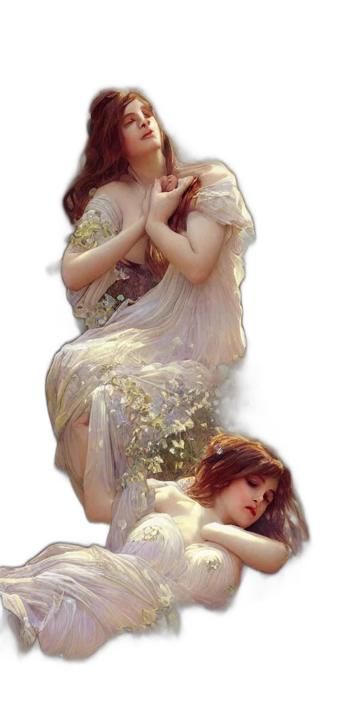 dress, jewelry, photorealistic, oil painting, fantasy art, concept art, forest, underwater transparent PNG cut-out