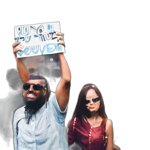 man, concert, waving, placard, stating, love, stevie, wonder transparent PNG cut-out