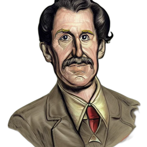 face, staff, jacket, cartoon, concept art, photorealistic, comic book art, portrait transparent PNG cut-out