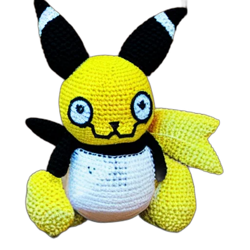 creature, 3d render, pixel art, crocheted transparent PNG cut-out